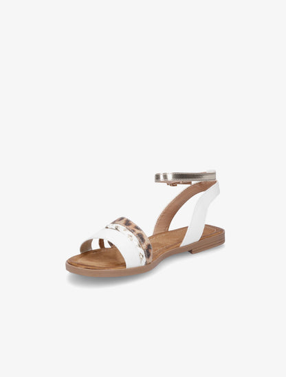 Nu-pieds à triples brides imprimé léopard et tressées - Blanc - 3