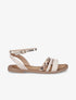 Nu-pieds à triples brides imprimé léopard et tressées - Beige - 1