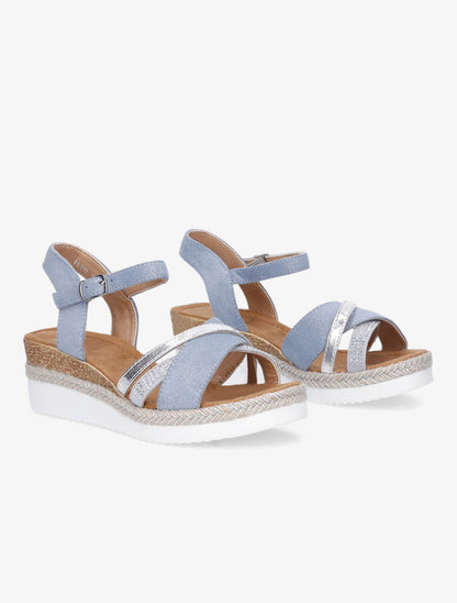 Sandales irisées à brides strassées et irisées - Bleu ciel - 4