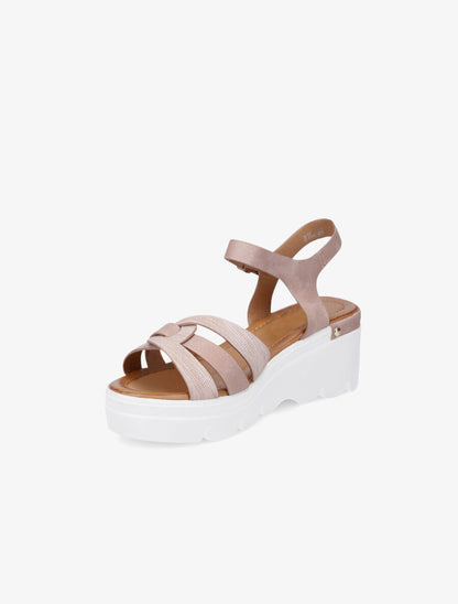 Sandales compensées irisées à brides croisées - Rose - 3