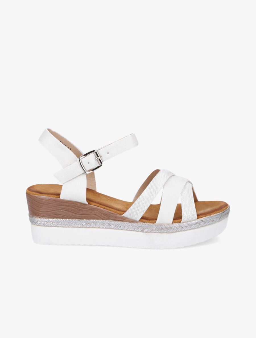 Sandales compensées irisées et croisées - Blanc - 1