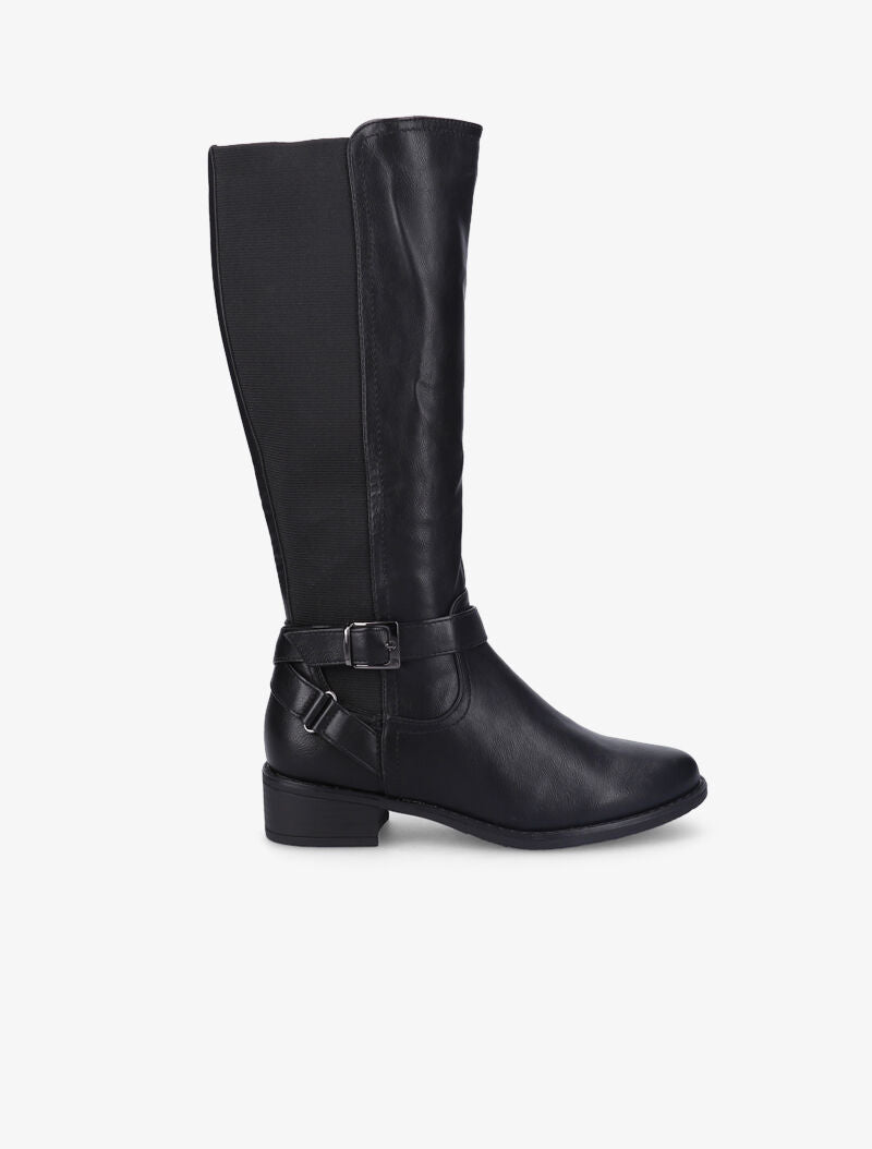 Bottes cavalières à ganses élastiquées - Noir - 2
