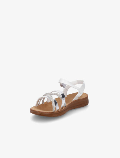 Nu-pieds à brides irisées et strass - Blanc - 3
