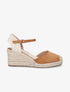 Sandales compensées style espadrilles bi-matière - Camel - 1