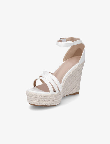 Sandales compensées style espadrilles - Blanc - 3