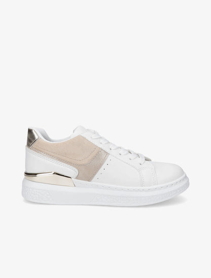 Sneakers bi-matière à détail métallique - Or - 5