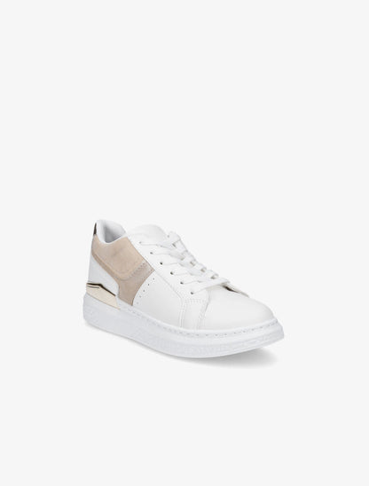 Sneakers bi-matière à détail métallique - Or - 2