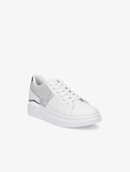 Sneakers bi-matière à détail métallique - Argent - 2