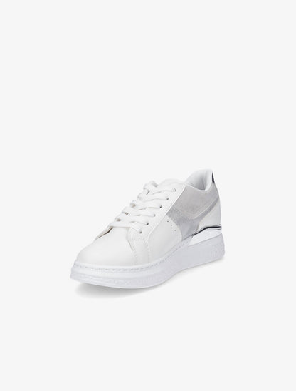 Sneakers bi-matière à détail métallique - Argent - 3