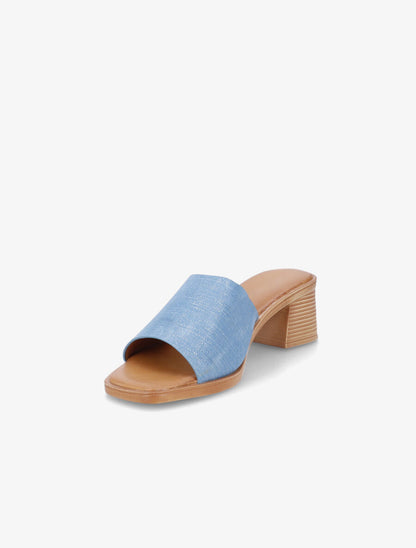 Mules en simili effet toile - Bleu - 3