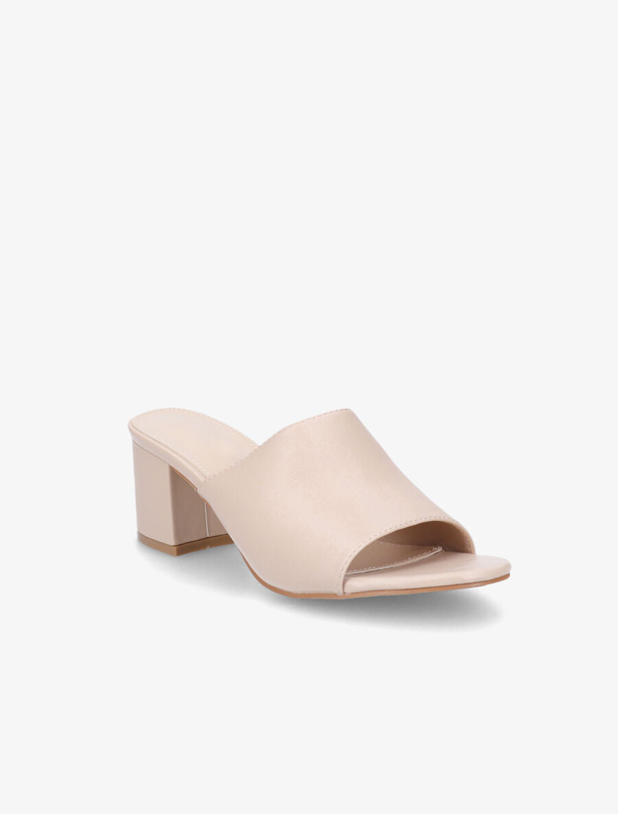 Mules basiques en simili - Nude - 2