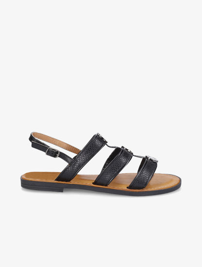 Nu-pieds effet python à bijoux - Noir - 1