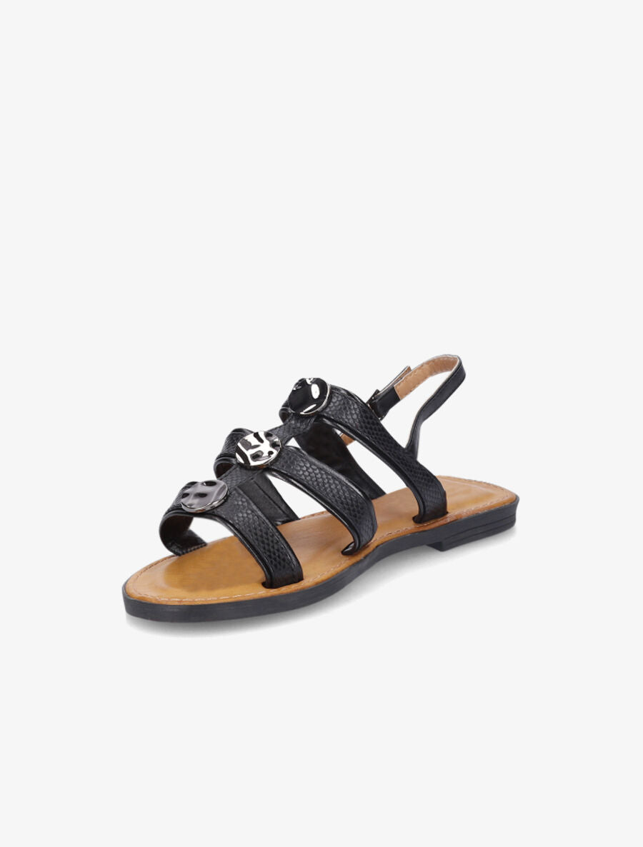 Nu-pieds effet python à bijoux - Noir - 3