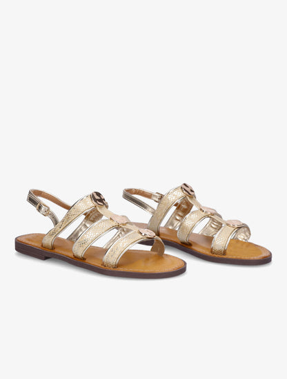Nu-pieds effet python à bijoux - Or - 4
