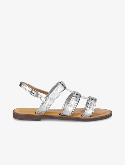 Nu-pieds effet python à bijoux - Argent - 1