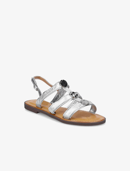Nu-pieds effet python à bijoux - Argent - 2