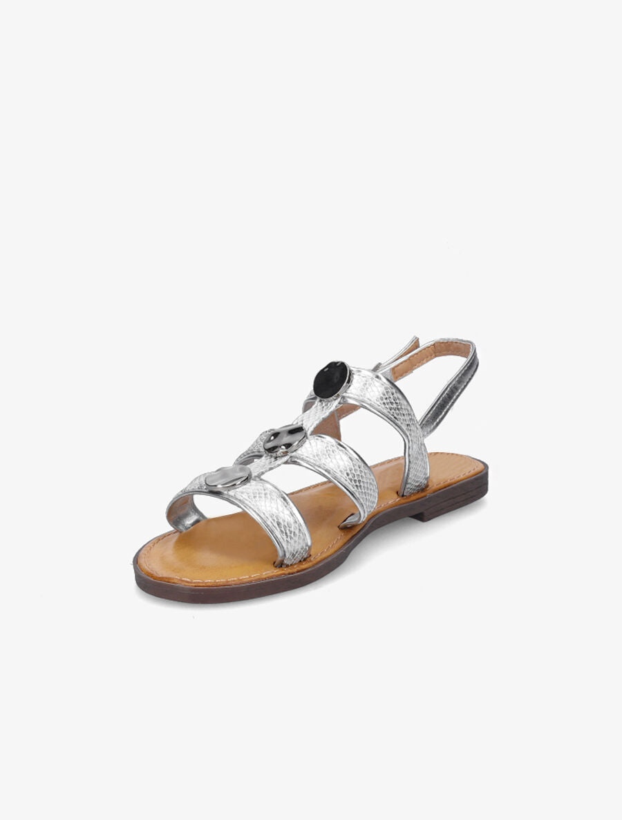 Nu-pieds effet python à bijoux - Argent - 3