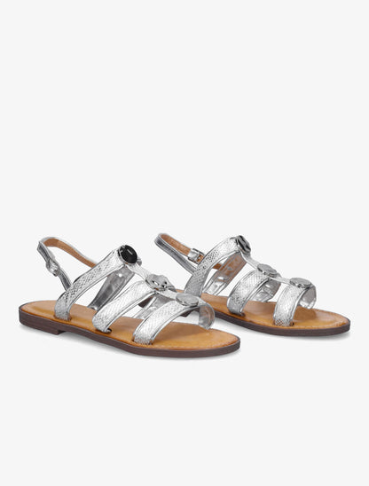 Nu-pieds effet python à bijoux - Argent - 4