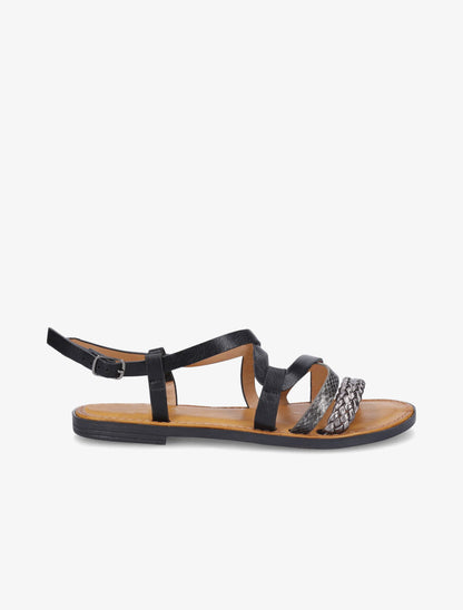 Nu-pieds croisés à tresse - Noir - 1