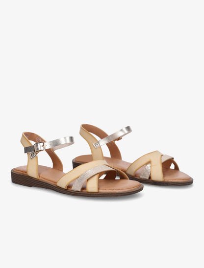 Nu-pieds à brides texturées - Beige - 4