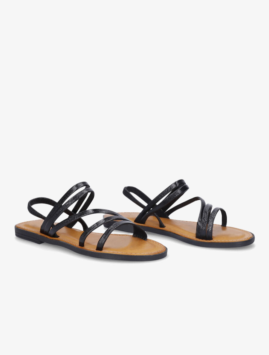 Nu-pieds vernis multi-brides - Noir - 4