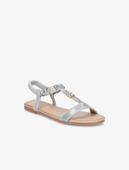 Nu-pieds irisés en T à strass - Argent - 2