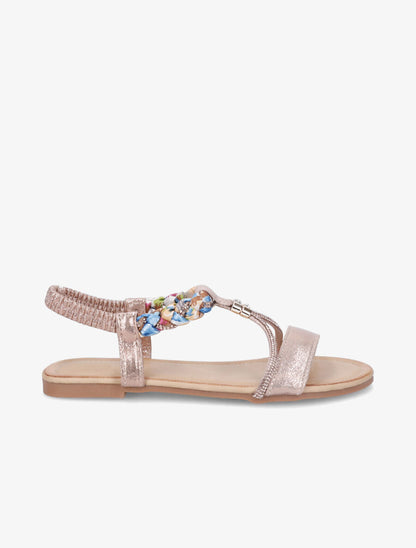 Nu-pieds irisés à tresse et strass - Rose gold - 5