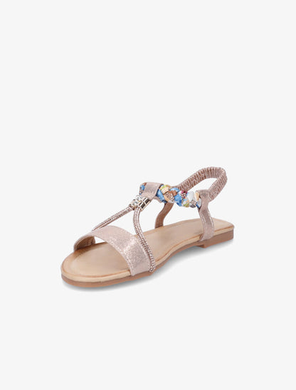 Nu-pieds irisés à tresse et strass - Rose gold - 3