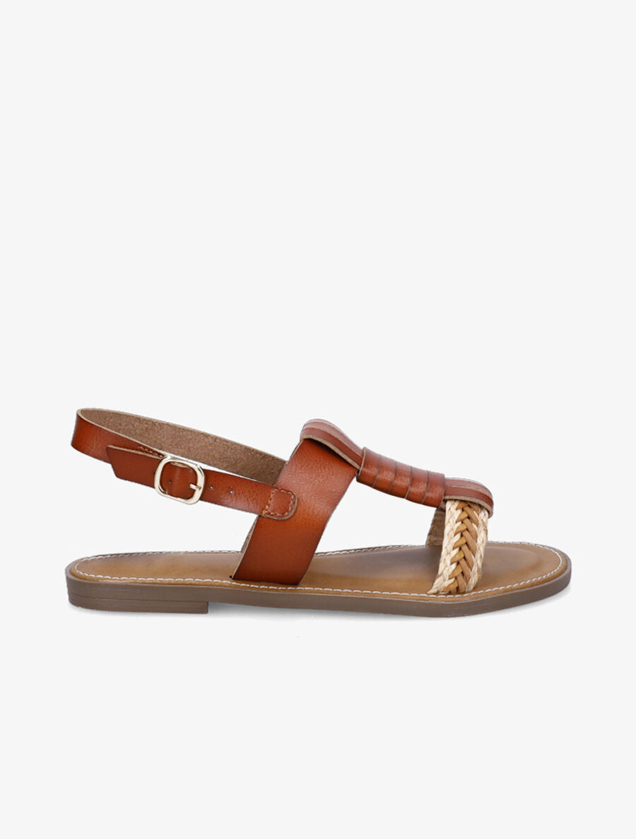 Nu-pieds à tresse en raphia - Marron - 1