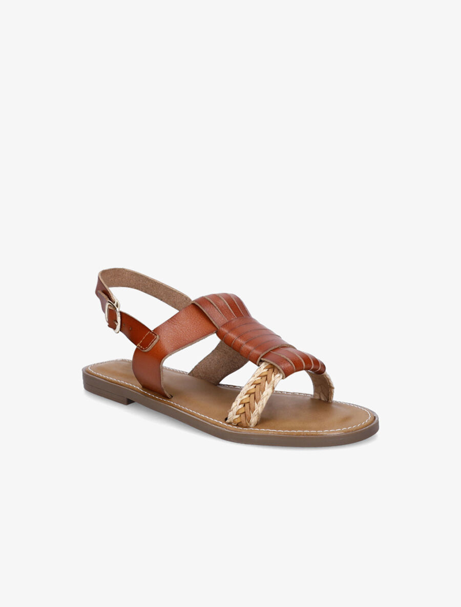 Nu-pieds à tresse en raphia - Marron - 2