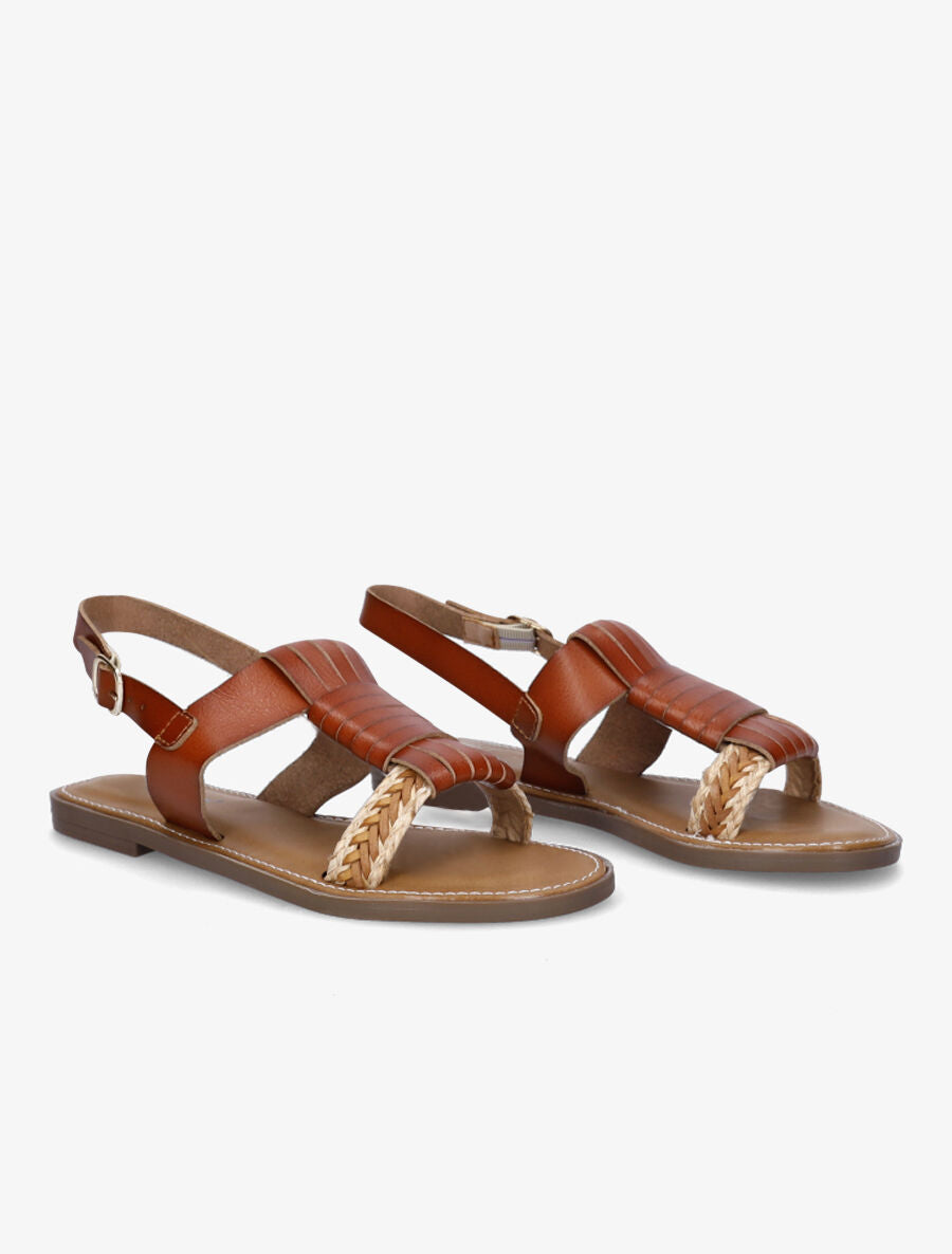 Nu-pieds à tresse en raphia - Marron - 4