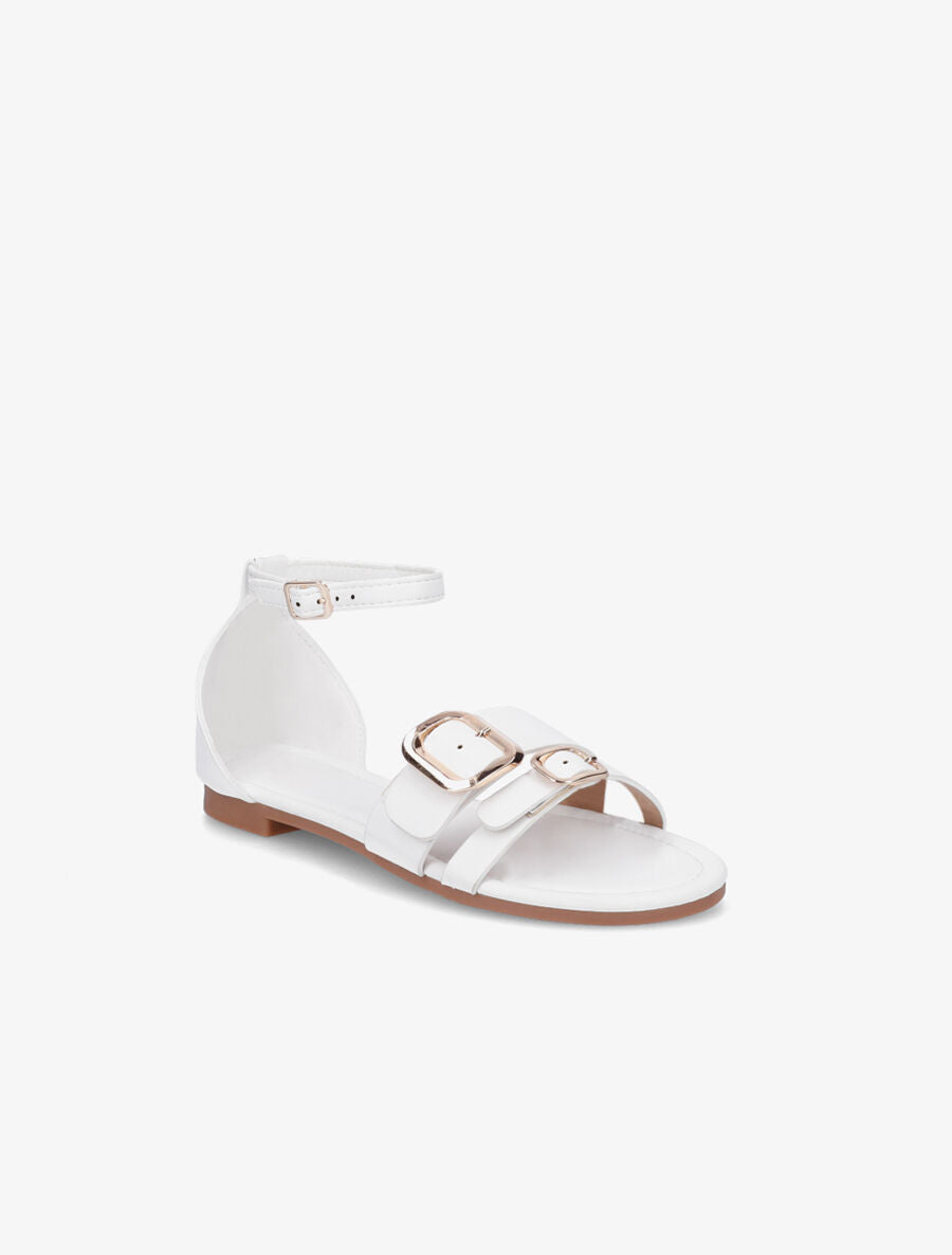 Nu-pieds en simili double boucles - Blanc - 2