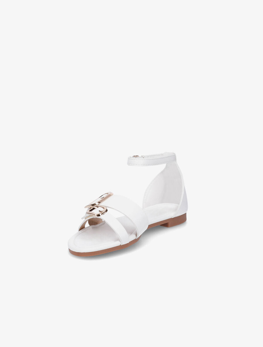 Nu-pieds en simili double boucles - Blanc - 3