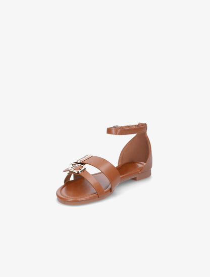 Nu-pieds en simili double boucles - Camel - 4