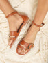 Nu-pieds en simili double boucles - Camel - 1