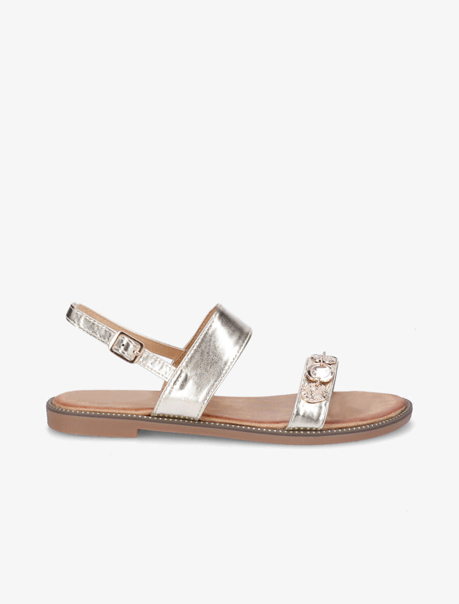 Nu-pieds en simili à empiècement bijoux - Or - 5