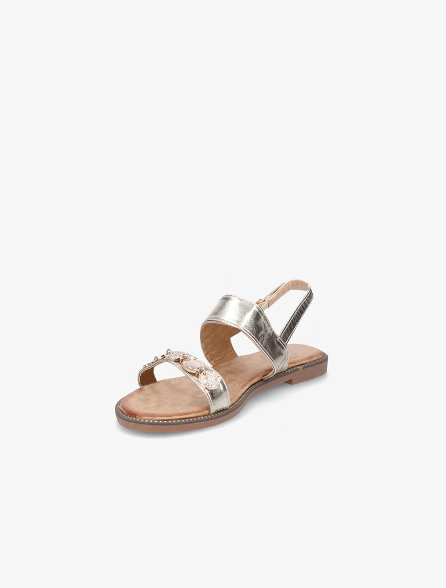 Nu-pieds en simili à empiècement bijoux - Or - 3
