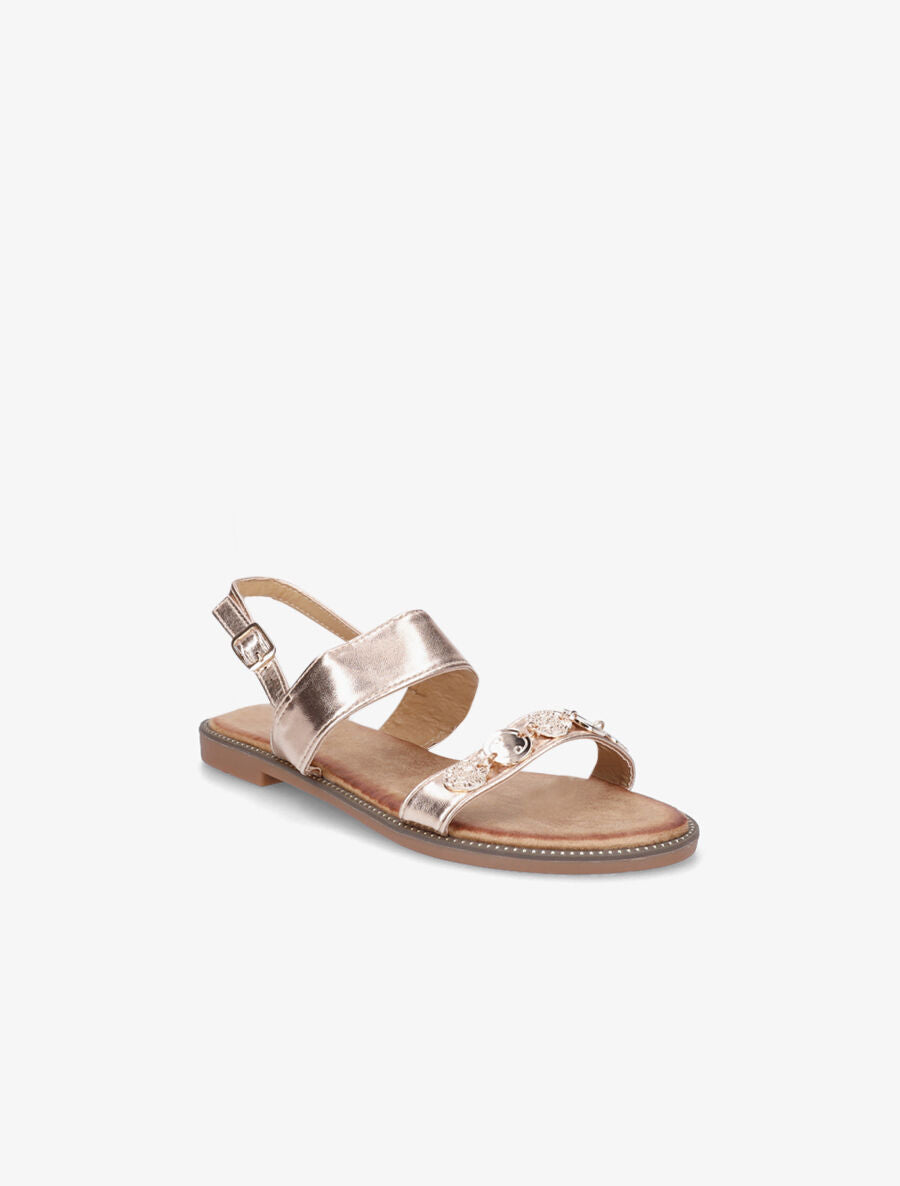 Nu-pieds en simili à empiècement bijoux - Rose gold - 2