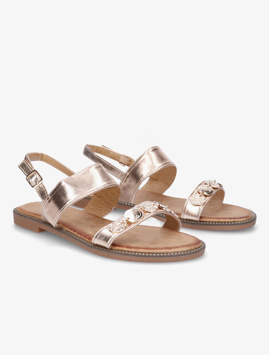 Nu-pieds en simili à empiècement bijoux - Rose gold - 4