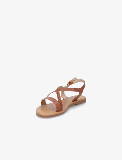 Nu-pieds en simili à bride tressée - Camel - 3