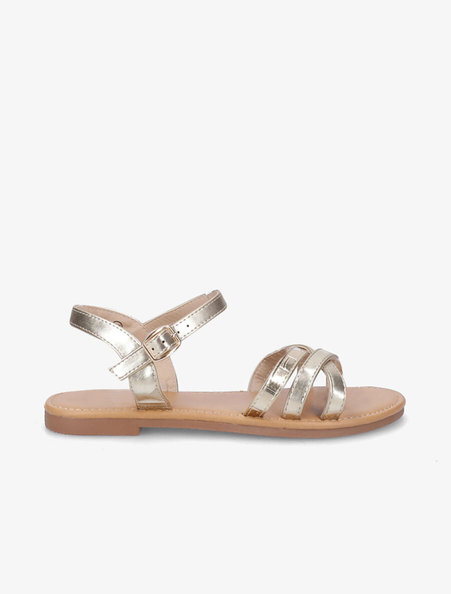 Nu-pieds en simili à bride effet croco - Or - 1