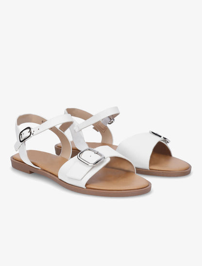 Nu-pieds en simili à bride à boucle - Blanc - 4