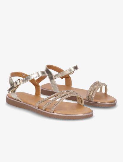 Nu-pieds à strass - Or - 4