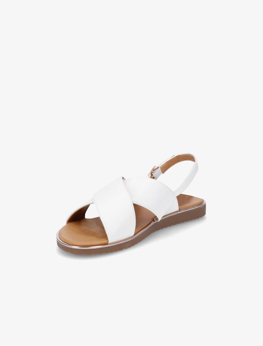 Nu-pieds croisés en simili - Blanc - 3