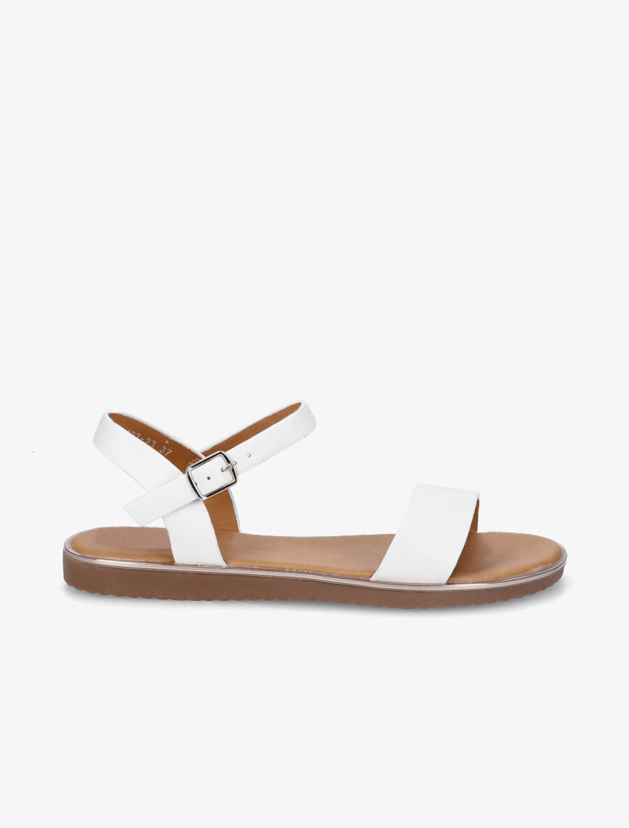 Nu-pieds basiques en simili - Blanc - 5
