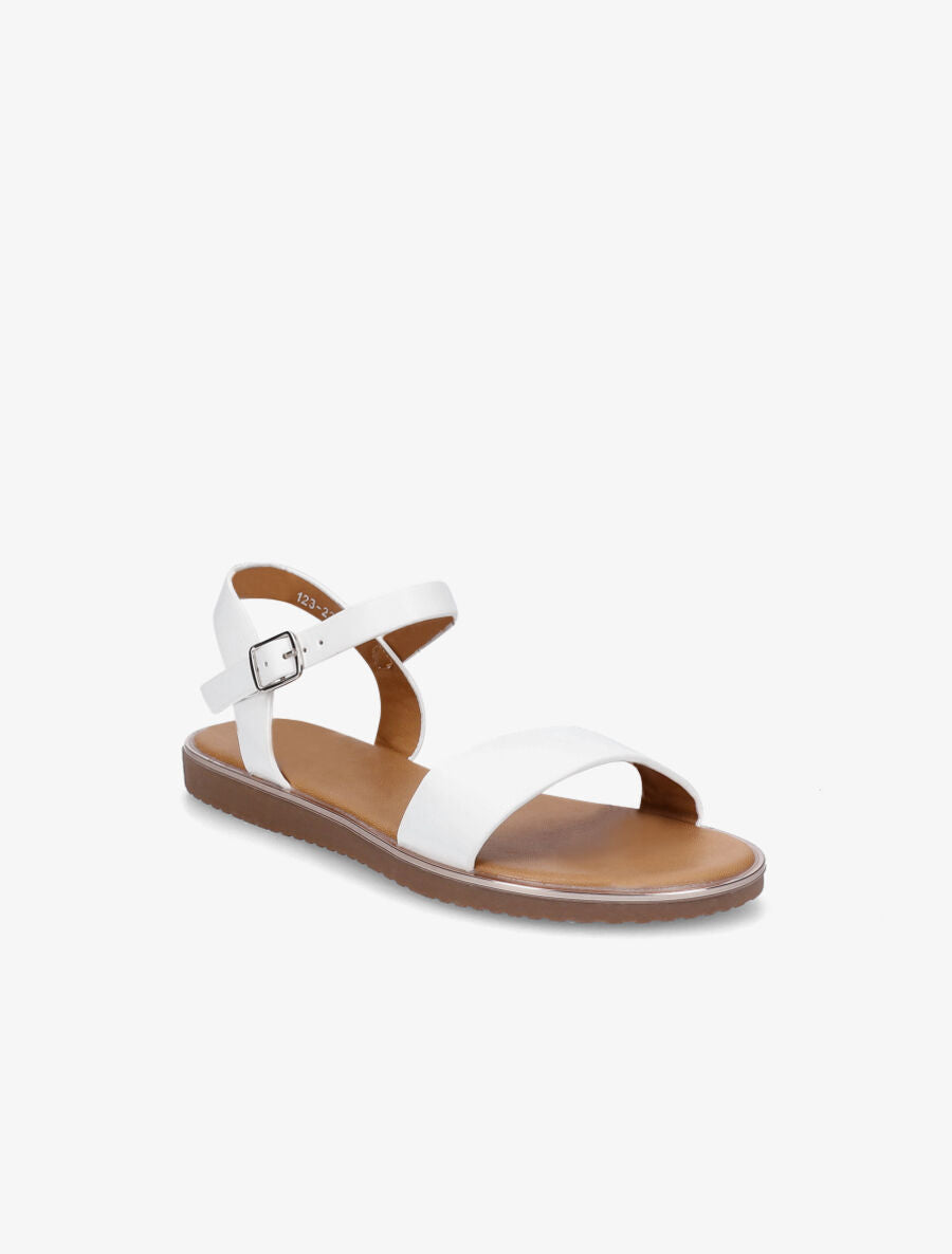 Nu-pieds basiques en simili - Blanc - 2