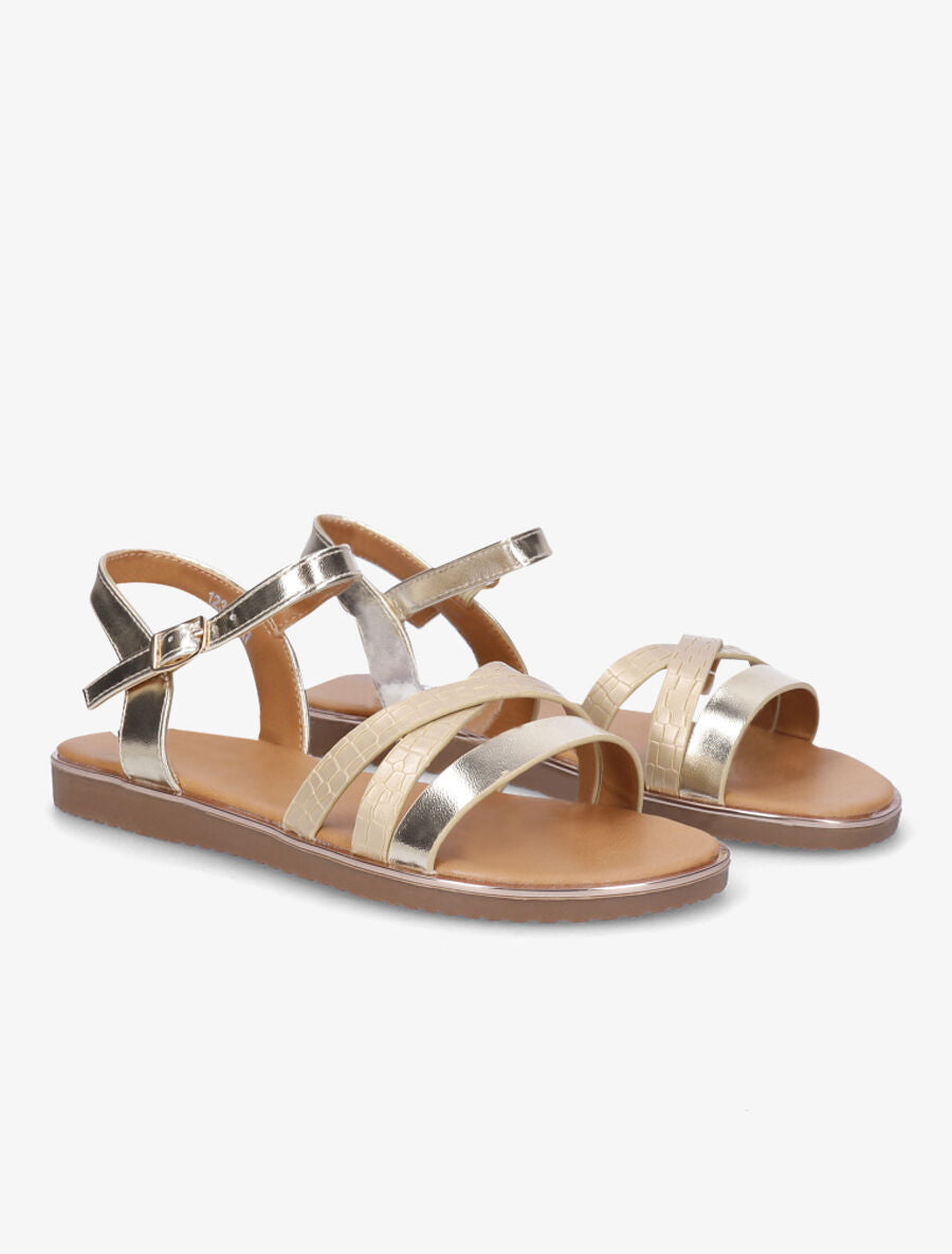 Nu-pieds croco irisés - Or - 4