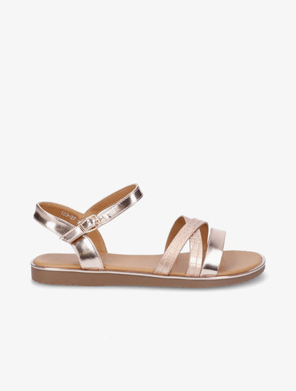 Nu-pieds croco irisés - Rose gold - 1