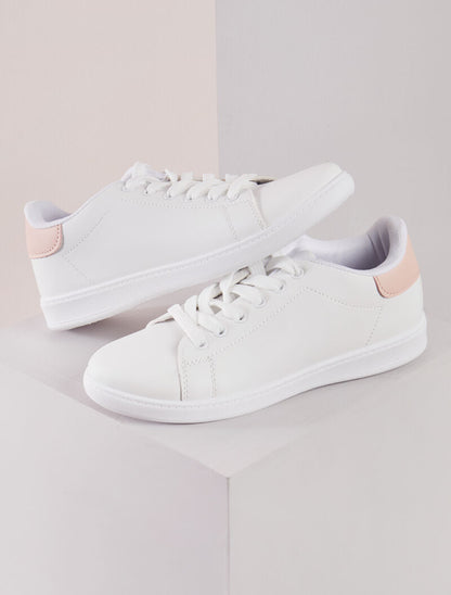 Sneakers à contrefort contrastant - Rose - 5
