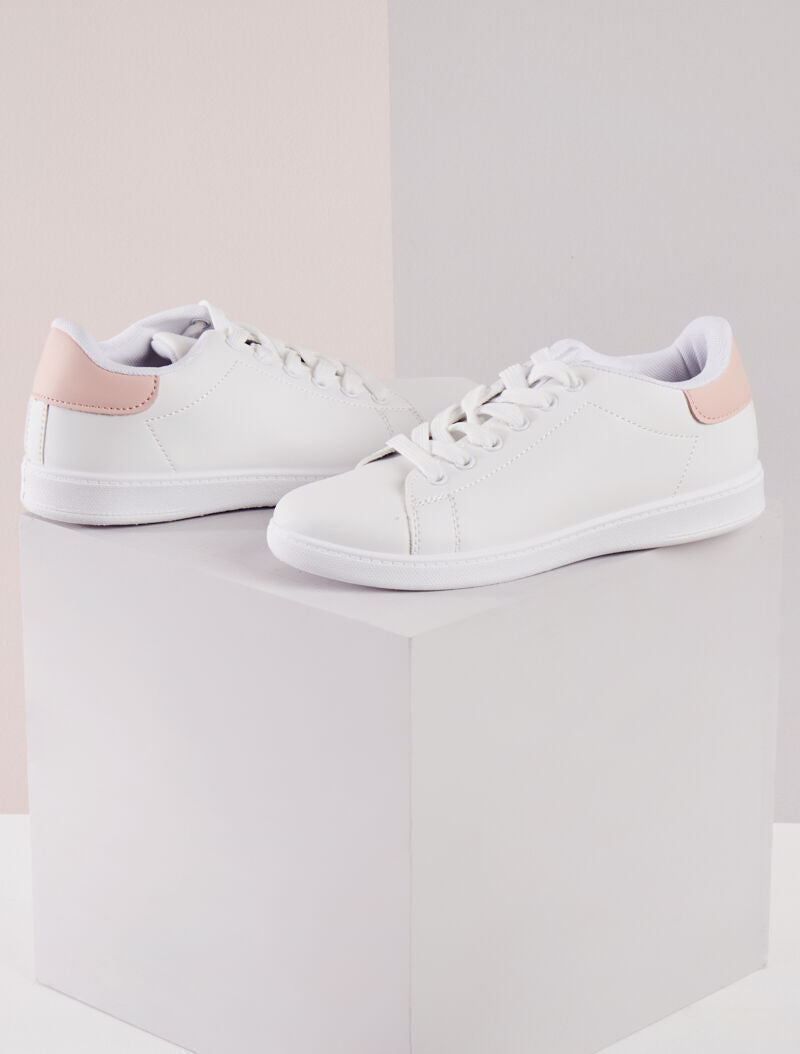 Sneakers à contrefort contrastant - Rose - 6